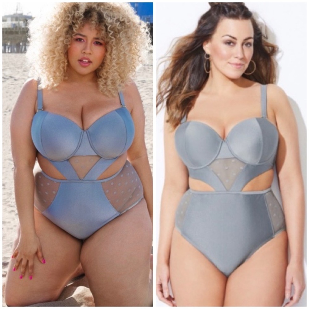 Swimsuits for All x GabiFresh Gravitron Dot Mesh One Piece Underwire Swimsuit